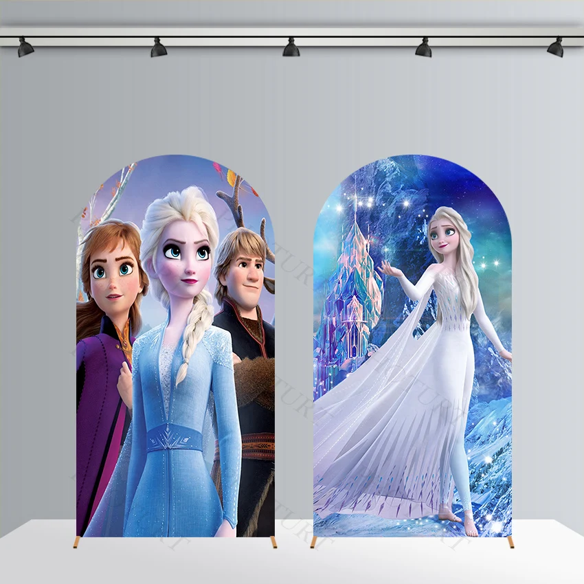 Arch Disney Frozen Princess Elsa Anna Background Girl Birthday Party Backdrop Polyester Arch Banner Photography Props