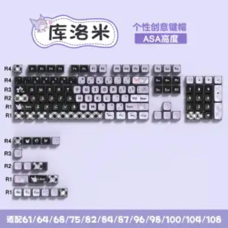 أنيمي كورومي باتشاكو أربعة جوانب كريستال شفاف التسامي الحراري PBT Keycap شخصية التخصيص MSA ارتفاع Keycap