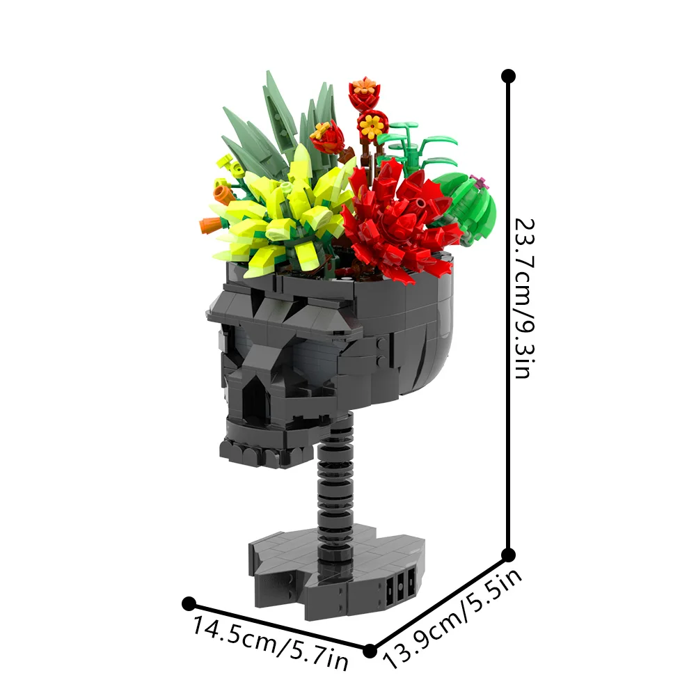 2026 Nieuwe MOC Schedel Rozen Bouquet Steentjes Model Gotische Kraai Schedel Bloemen Decoratie Bouwstenen Gotisch Kruis Assemblage Speelgoed Cadeau