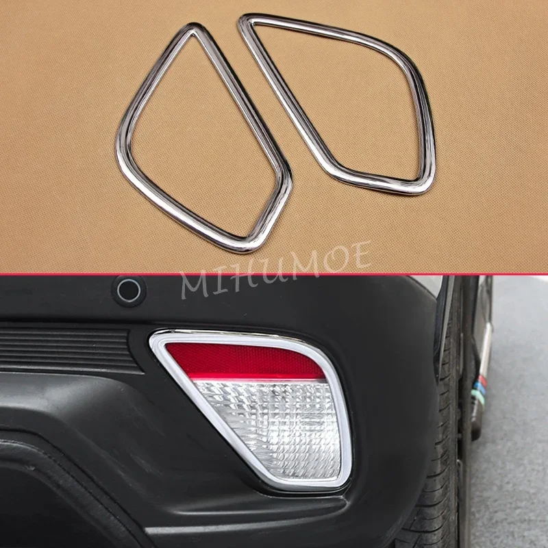 For Mitsubishi Eclipse Cross 2018-2021 Glossy Chrome Rear Bumper Reflector Surrounds Fog Light Cover Trims Accessories