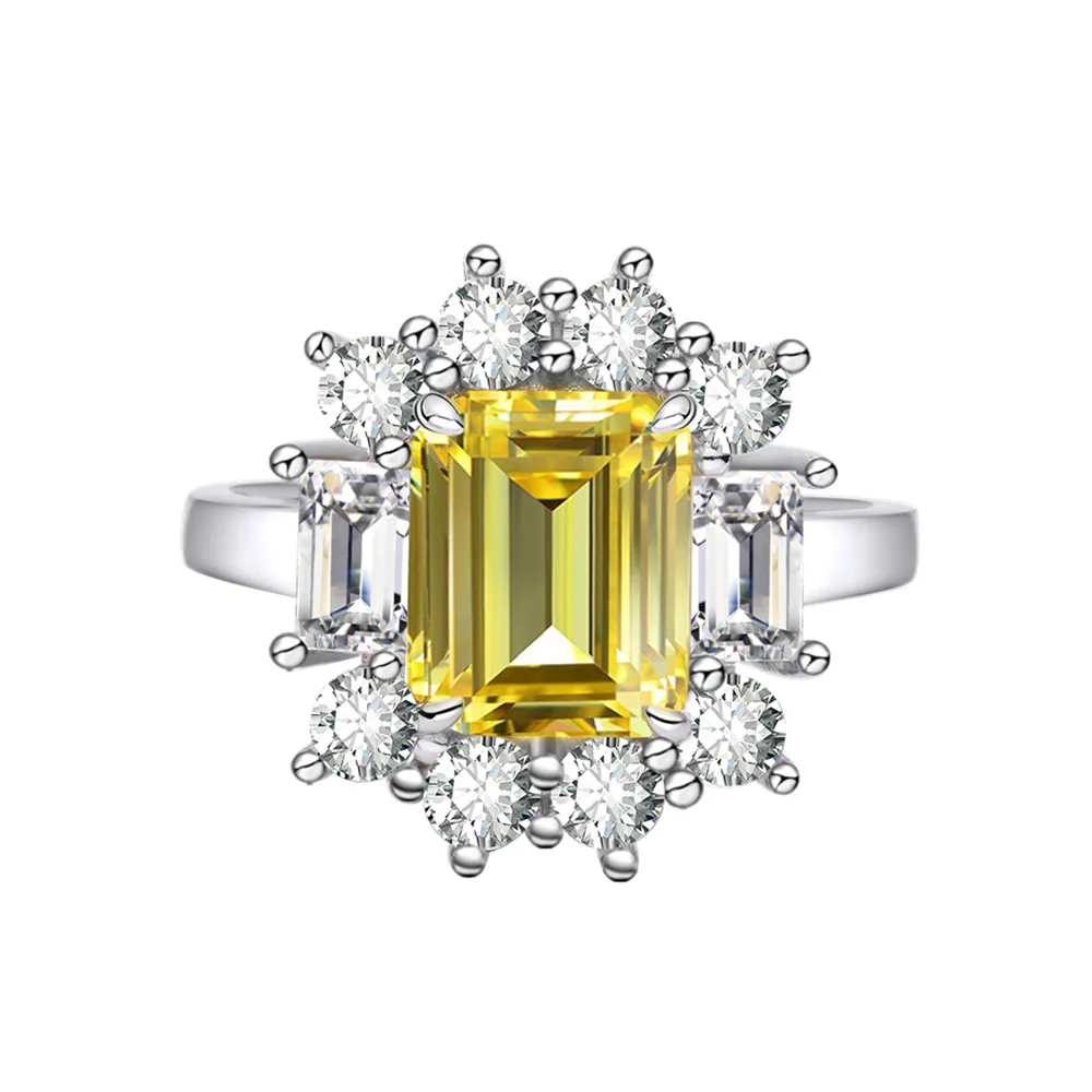 Zhenchengda's New 7 * 9mm Topaz 925 Sterling Silver Ring Does Not Fade. Small Number of European and American Luxury