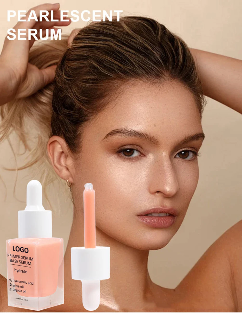 Apprêt à l'essence pour le visage, 22ml, marque privée, hydratant, acide hyaluronique, 3 couleurs, maquillage éclaircissant, Logo personnalisé, vente en gros