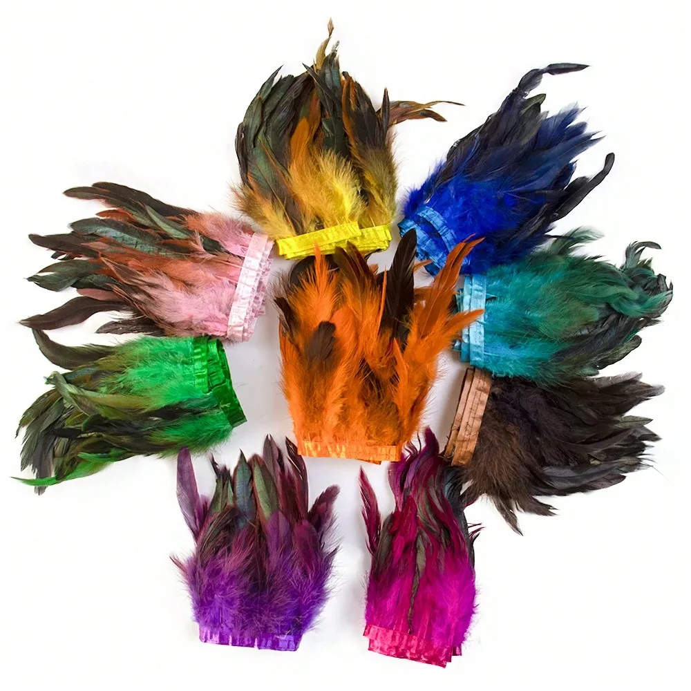 

Лента из искусственных перьев петуха длиной 1 м, 13-18 см, используемая для рукоделия, шитья, аксессуаров для одежды, украшения дома и свадьбы