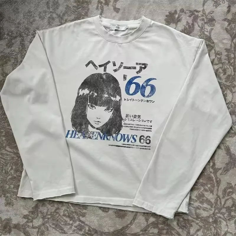 Japanese style pattern autumn and winter new women's T-shirt long sleeved loose fit printed base shirt