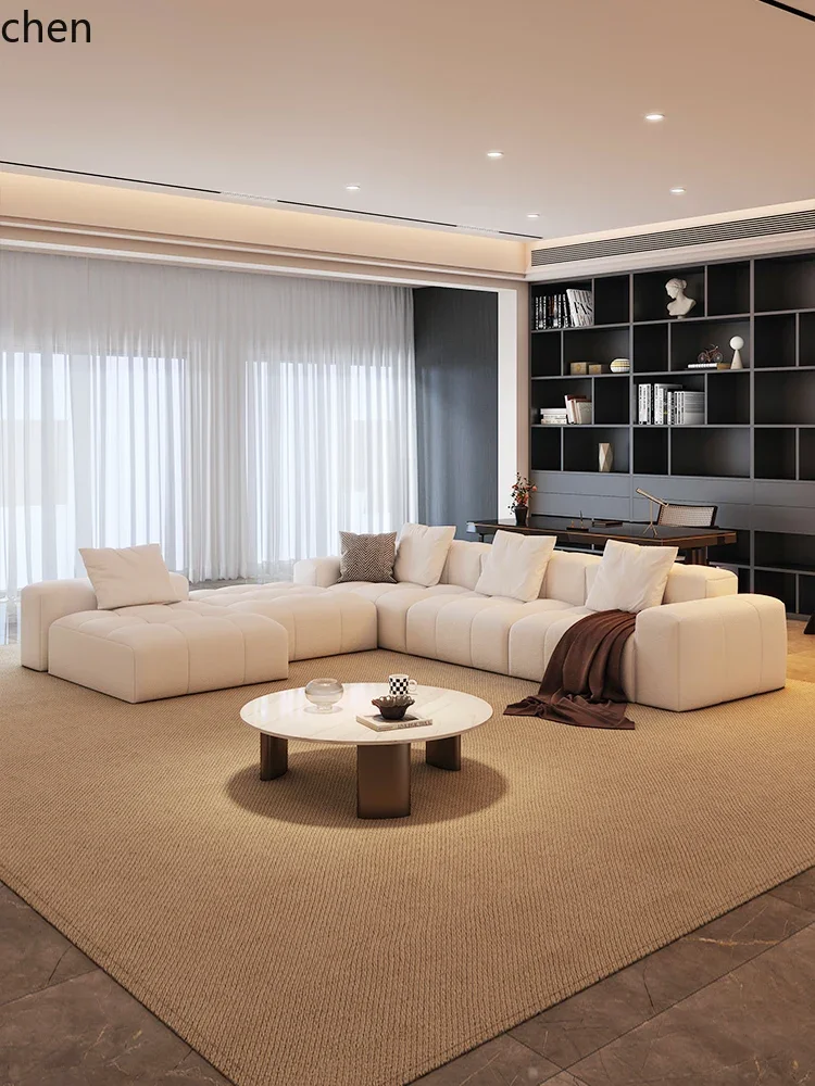 minimalist pixel module sofa large flat floor living room straight row cat scratching fabric corner combination sofa