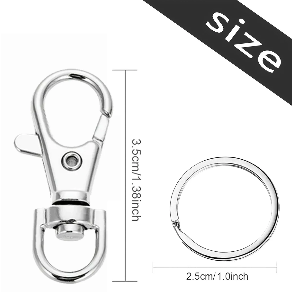 20/40/60/80/100 PCS Keychain Hook with Key Ring Keychain Clip Hook with Flat Ring for Lanyard Jewelry Making DIY Crafts