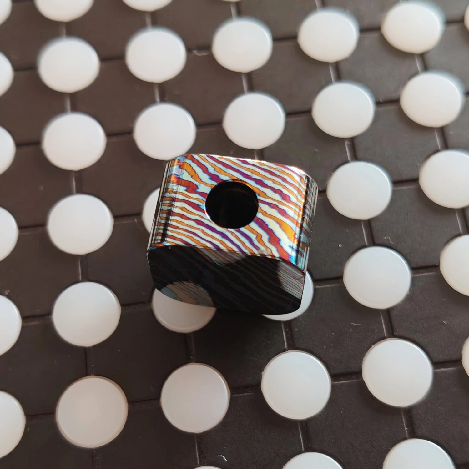 Hand Made MokuTI Square Paracord Bead, TiMascus Lanyard Beads for EDC Torch Flashlight or Knife
