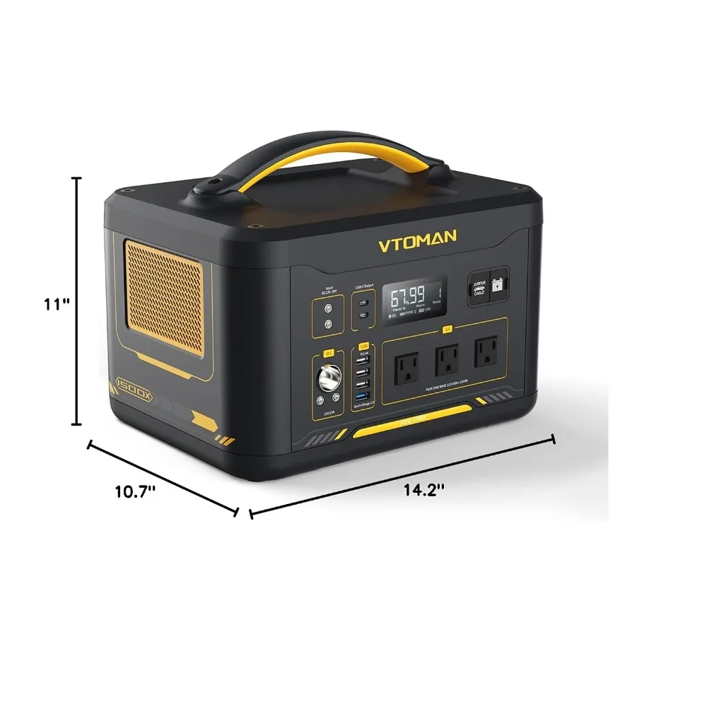 1500W Portable Power Station, 828Wh LiFePO4 Solar Generator with Jump Starter, 100W PD Type-C & Expandable 2376Wh , Custom