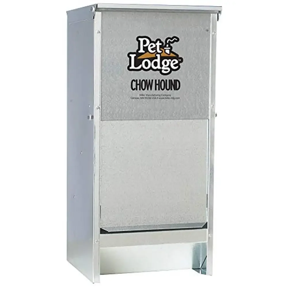 

Automatic Dog Feeder Pet Lodge 12 lb Chow Hound Galvanized Steel Dispenser Pet Lodge CH12 Cage Mount Ready No Assembly Required