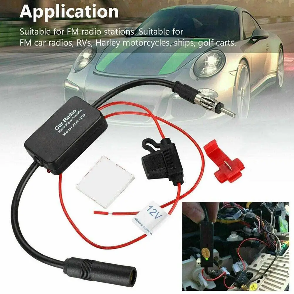 Auto Car Radio FM Antenna Signal Booster Amplifier Universal 12V FM Car Radio Antenna Enhance Amplifier Accessories Wholesales