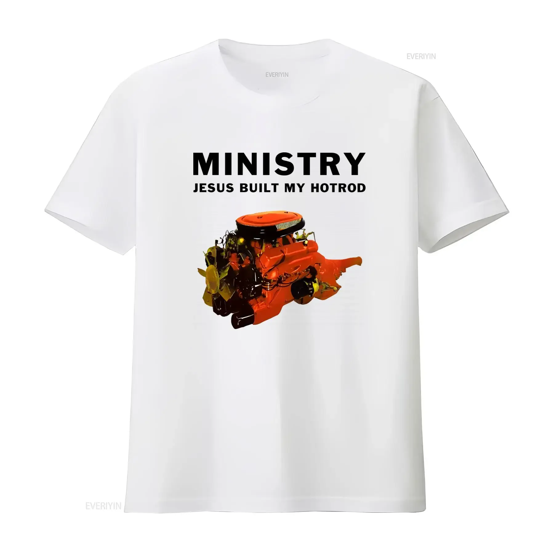 Ministry Jesus Built My Hotrod Vintage Engine T Shirt for Men Unique Automotive Design vintage Washed homme Soft