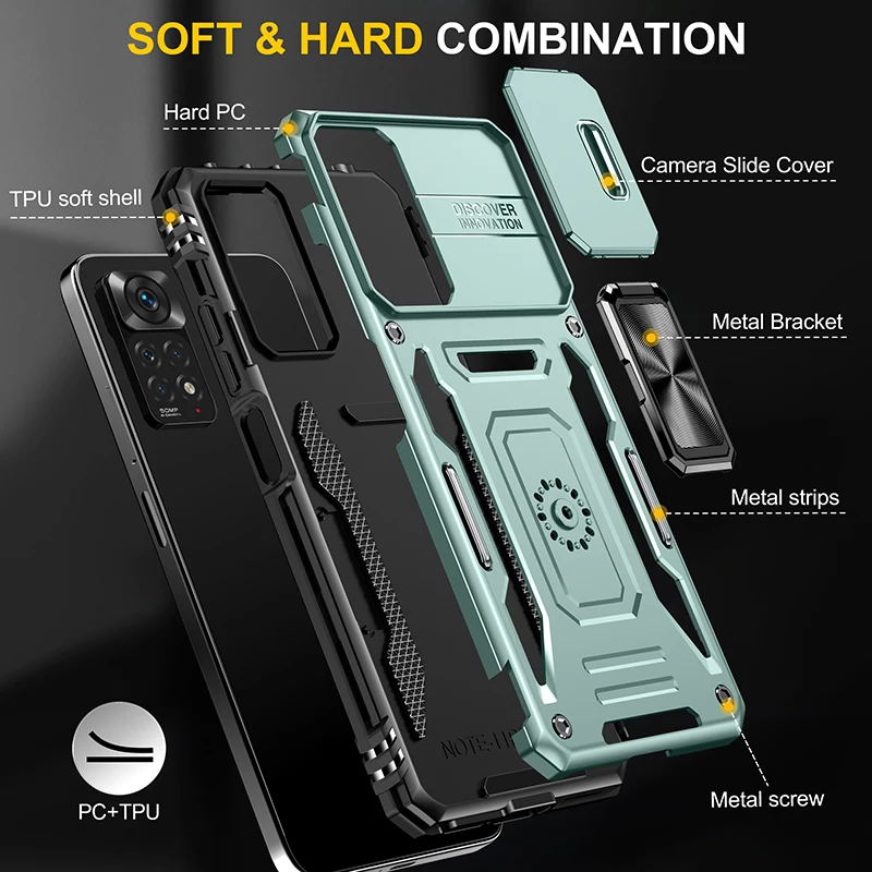 ESONG Cover Per Xiaomi 13 Con Supporto Ad Anello Magnetico 360° - Antiurto TPU, Verde Scuro
