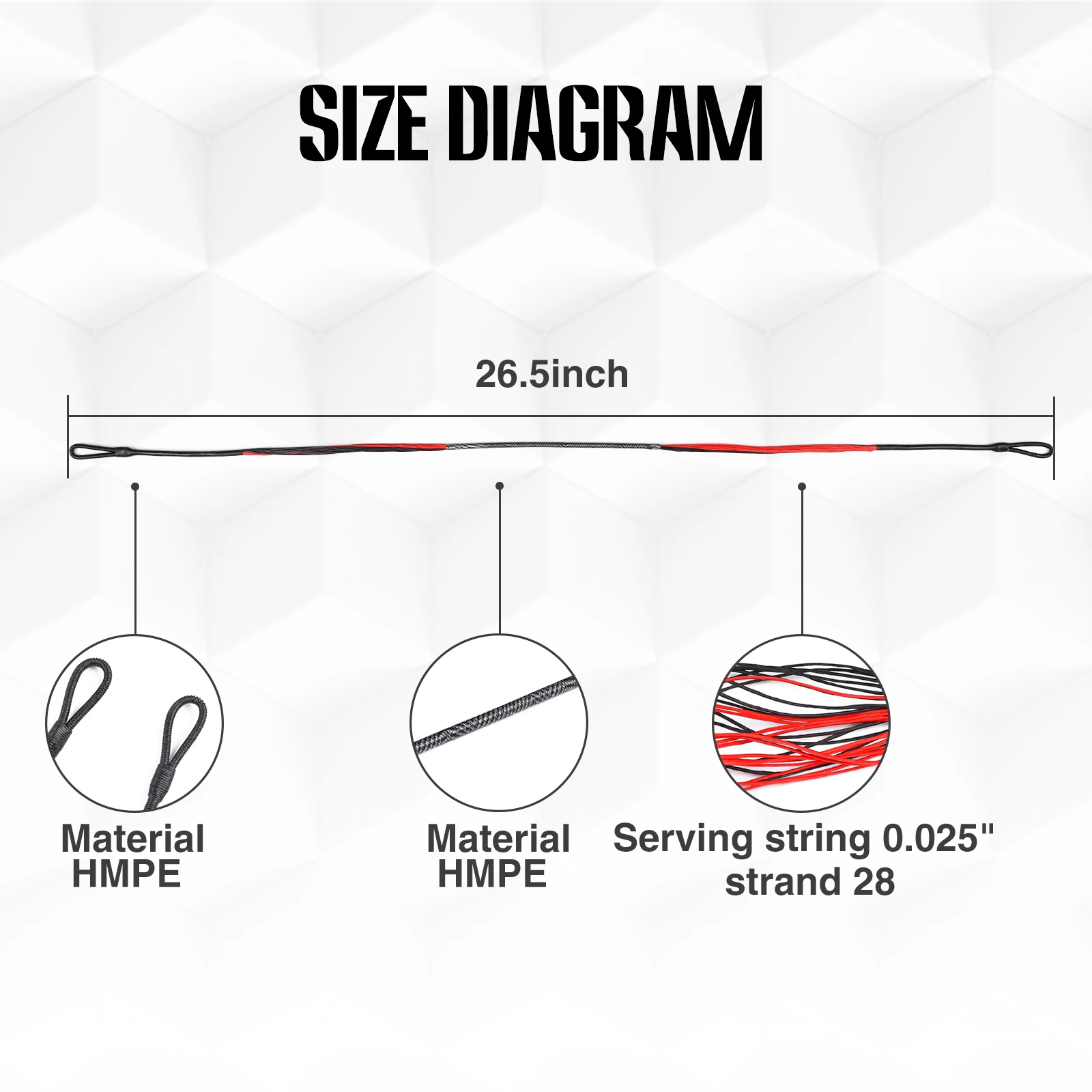 26.5 Inch 28 Strand Crossbow Spare String, Heavy Duty Replacement Cable Compatible With 80-175 Pound Recurve Crossbow Equipment - view 6