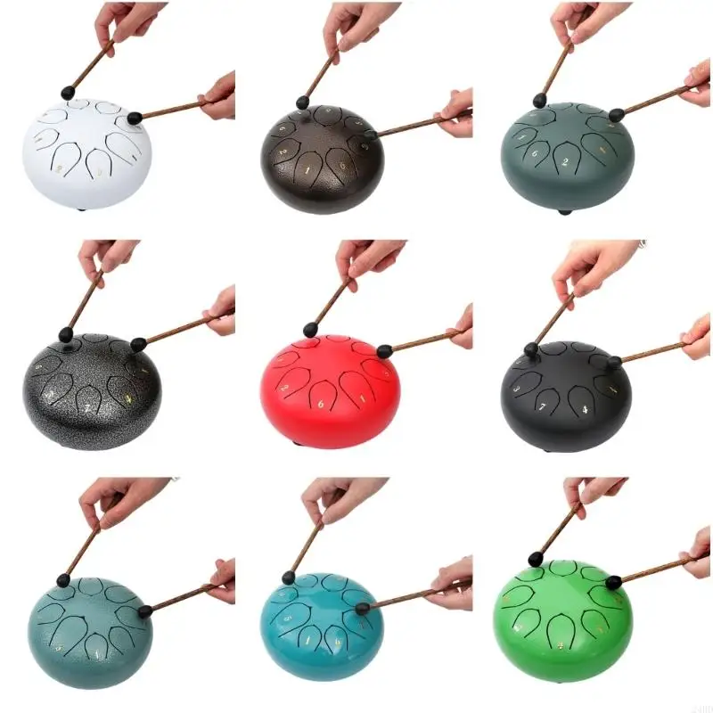 Ethereal Drum Percussions Instrument 8 Note Steel Tongue Drum for Adults Beginner Handpan Drum with Drumstick Enduring 24BD