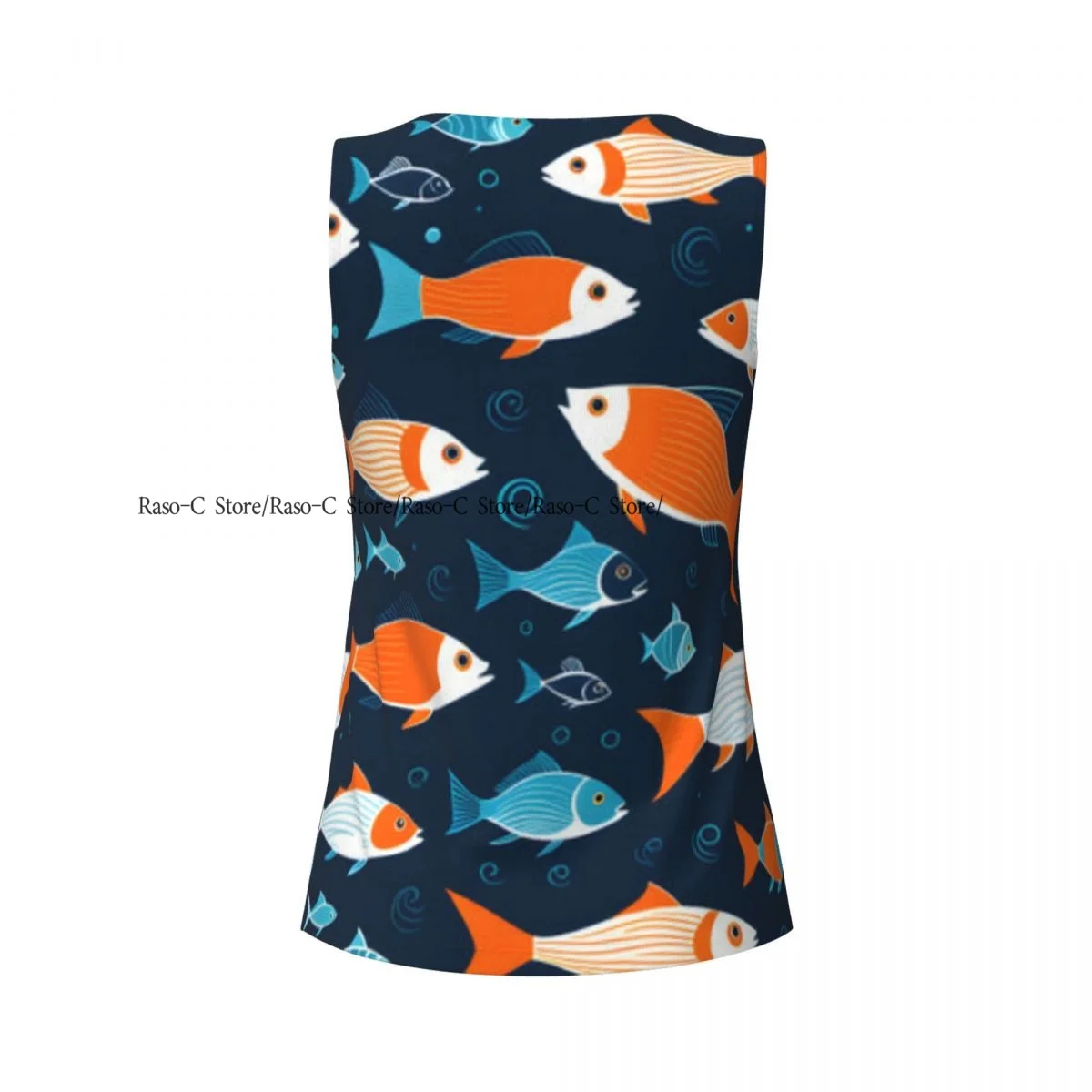 เสื้อกีฬาผู้หญิงลำลองสำหรับเล่นโยคะ ลายปลาหลากสีสันว่ายน้ำเป็นฝูง เสื้อยืดวิ่งแห้งเร็วสำหรับออกกำลังกาย เสื้อแขนกุดสำหรับออกกำลังกายในยิม