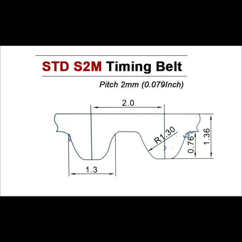 สายพาน S2M-284แบบซิงโครนัส S2M-8สายพานไทม์มิ่งยางแบบวงปิดกว้าง8มม. 6มม. 18มม. สายพานไทม์มิ่งสีดำความยาว284มม.