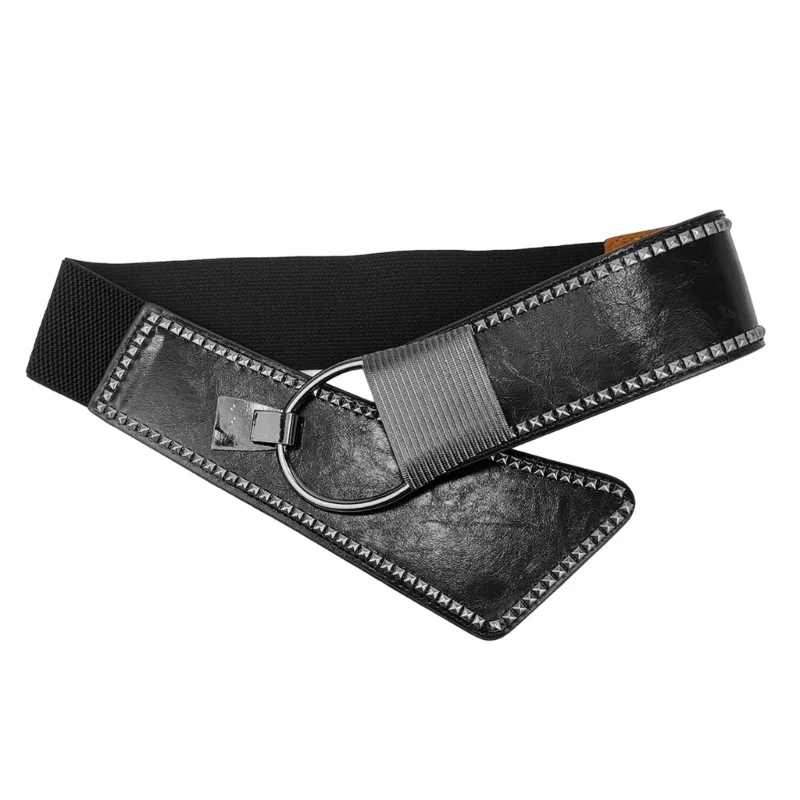 Elastic Waist Belt Wide Waist Cincher Comfortable Leather Waistband Fashion Belt for Superior Support and Body Shaping