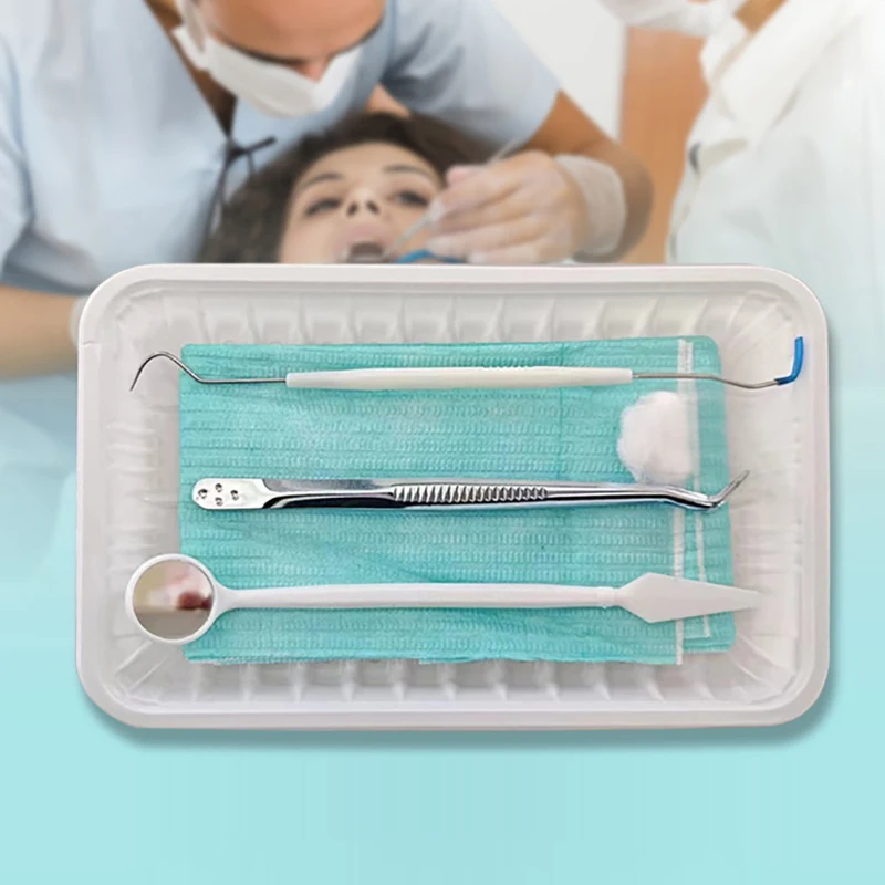 8pcs/Pack Oral Care Combination Dentist Examination Tools Dental Disposable Oral Instrument Case Tray Instrument Case