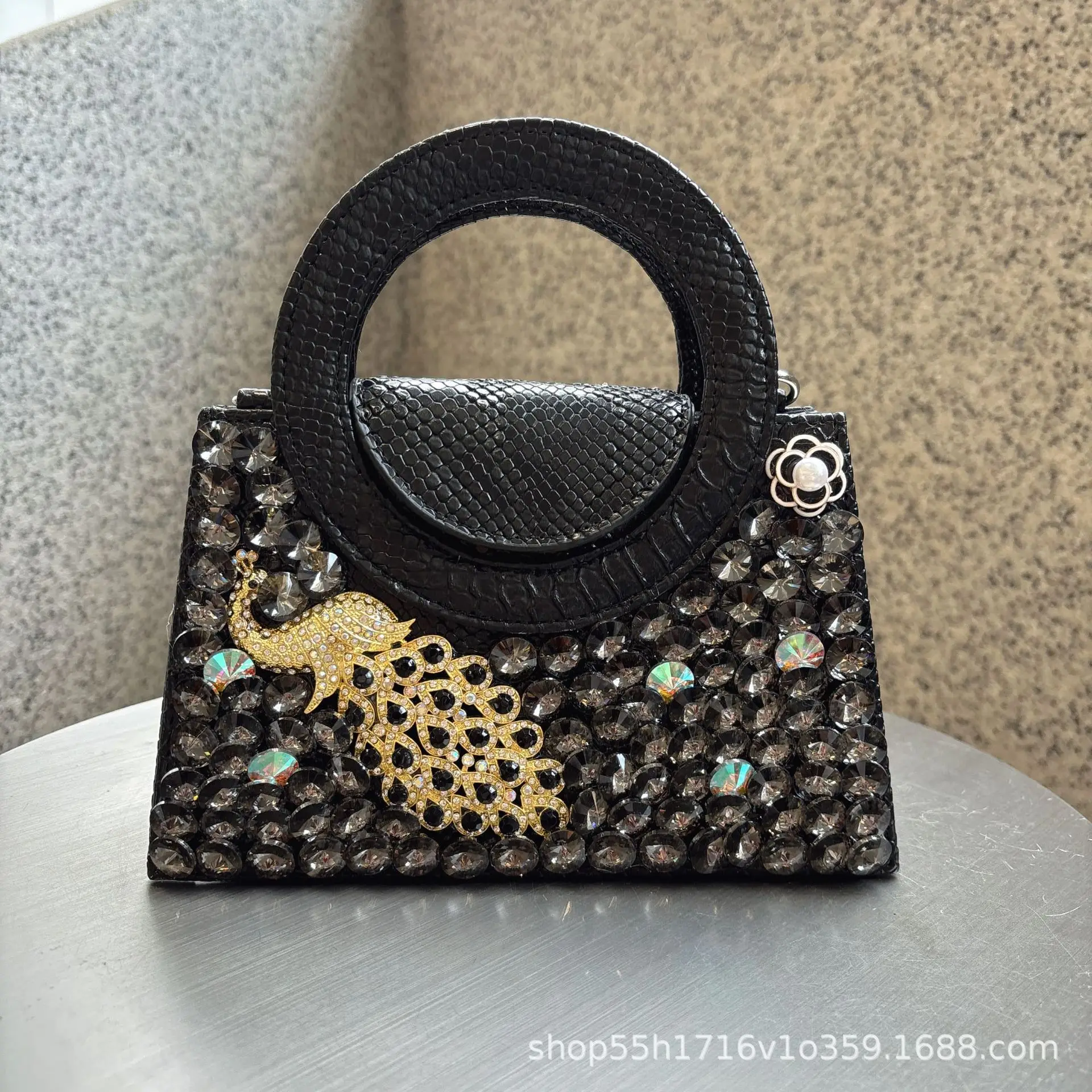 

Peacock-Embellished Women's Handbag fashion crystal rhinestone crossbody shoulder bag designer Acrylic Gems Сумка Женская