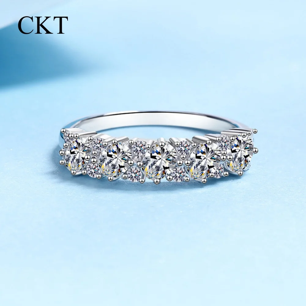 

CKT Girl Friend Valentine's Day 18K Gold Daughter Birthday Gift 1.68CT Moissanite Diamond Women Wedding Band PT950 Wife Rings