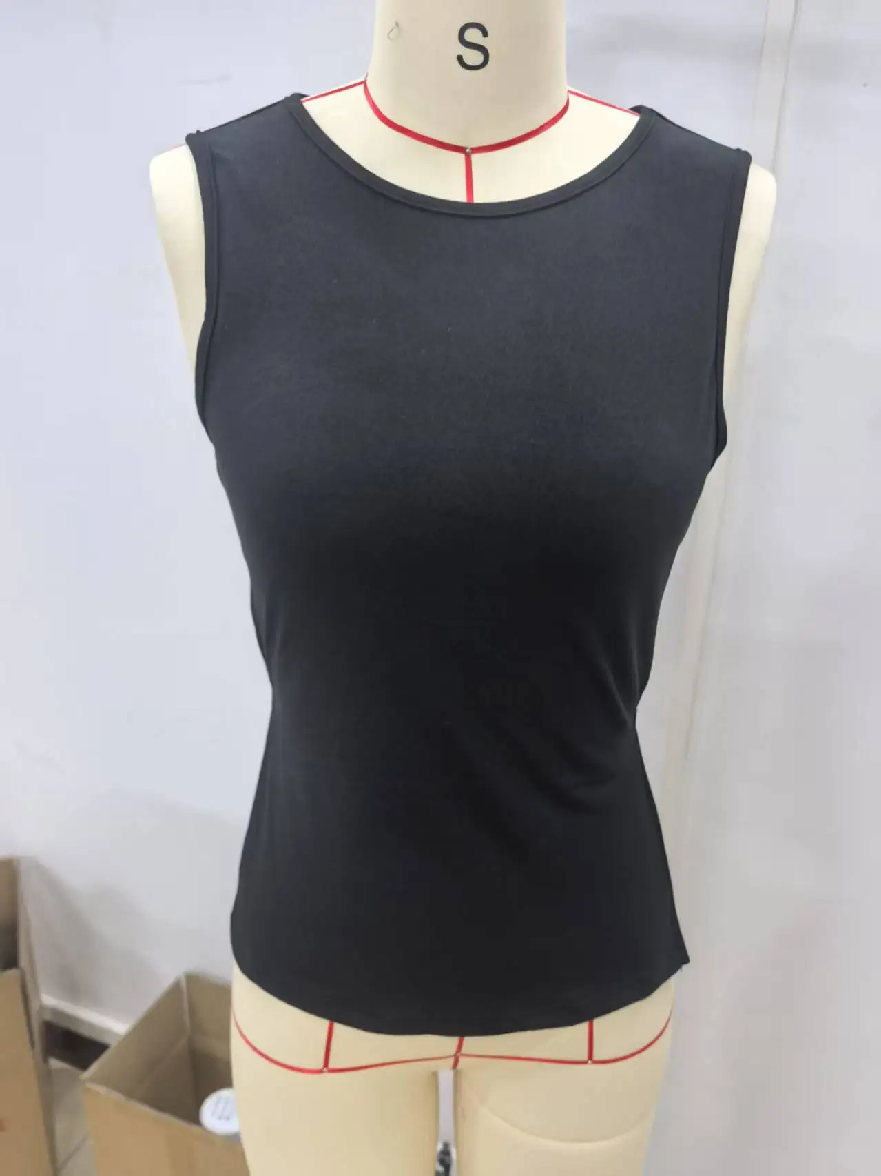 قميص بدون أكمام بحاشية مفتوحة من الخلف مثير للنساء - تي شيرت أنيق بدون أكمام ورقبة دائرية #3