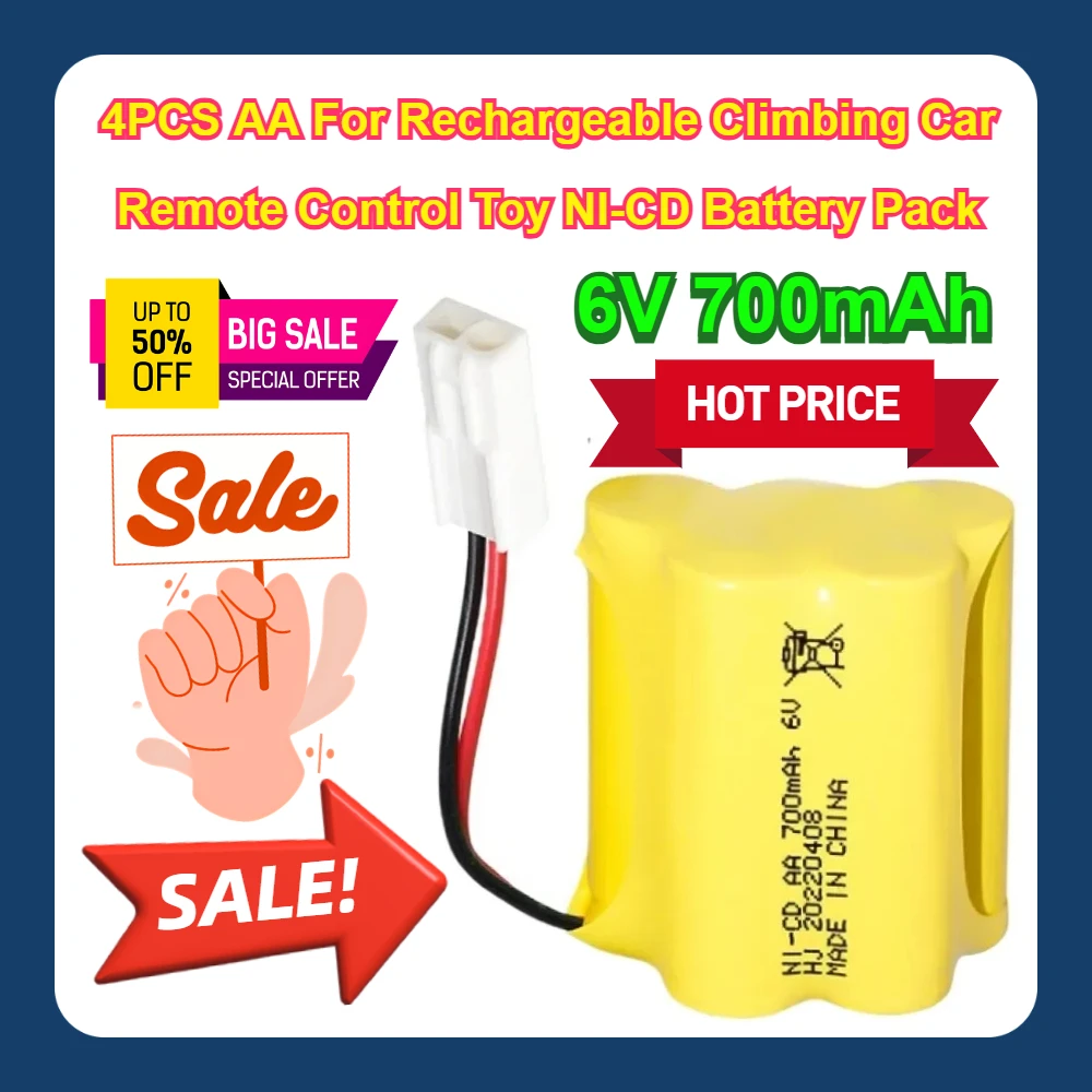 4PCS AA For Rechargeable Climbing Car Remote Control Toy 6V 700mAh NI-CD Battery PackX