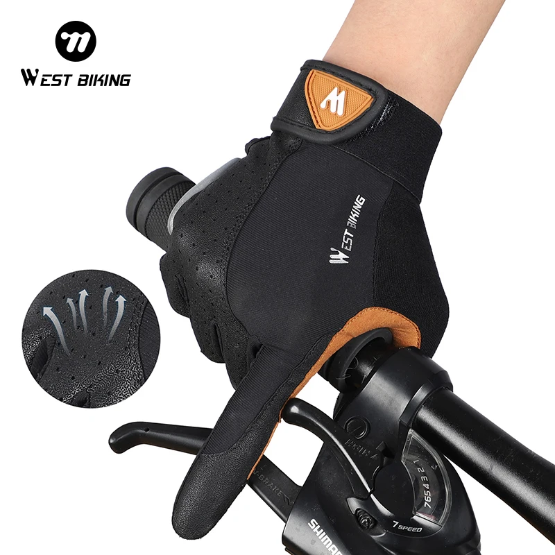 

WEST BIKING Cycling Gloves Breathable Full Finger Mitts MTB Bicycle Sports Gloves Men Women Spring Autumn Gym Protective Gloves