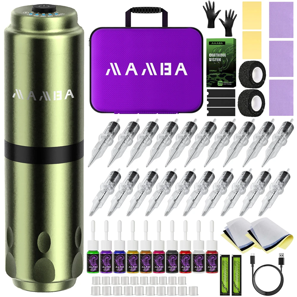 

DM Wireless Tattoo Machine Kit with 1500mAh Built-in Battery Capacity Complete with 5ml Tattoo Pigment Cartridge Needles Ink Cup