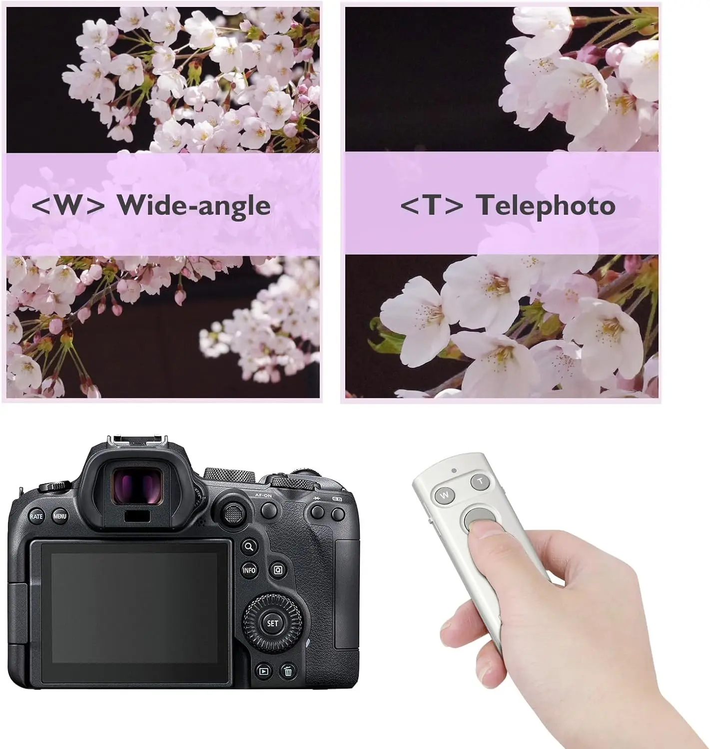 White Wireless Shutter Release Remote Control for Canon EOS R100 M6II 6DII 77D 800D G5XII G7XIII SX70HS V10; Replace Canon BR-E1