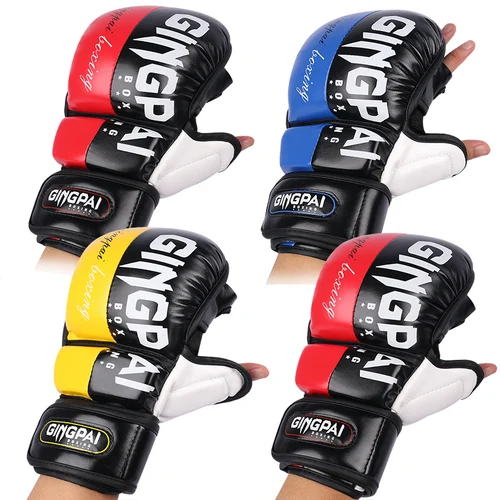 Imagen 2 del producto Guantes de boxeo profesionales MMA de medio dedo, guantes de entrenamiento de artes marciales mixtas de lucha libre Sanda engrosados