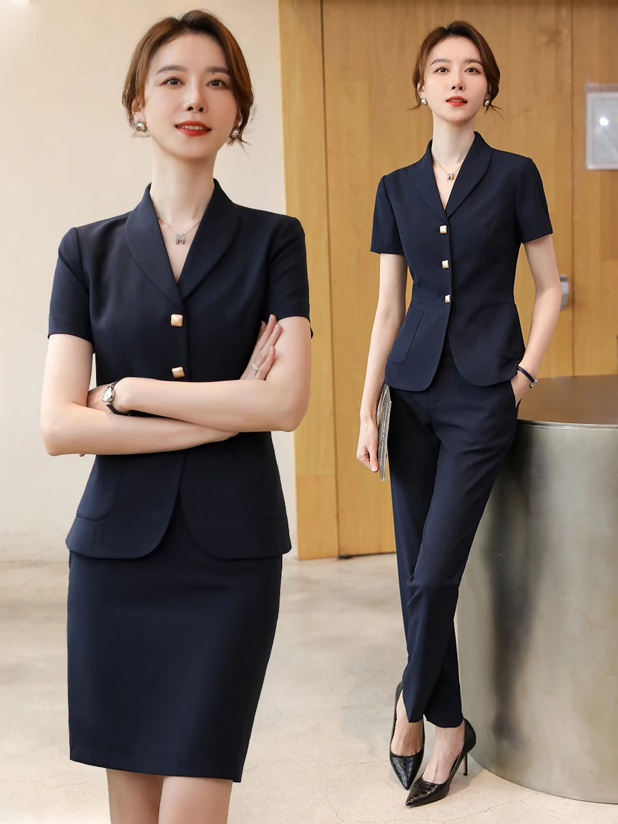 

Summer Professional Women's Suit Slim Fashionable Office Workwear Lightweight Career Dress Code Corporate Uniform Set