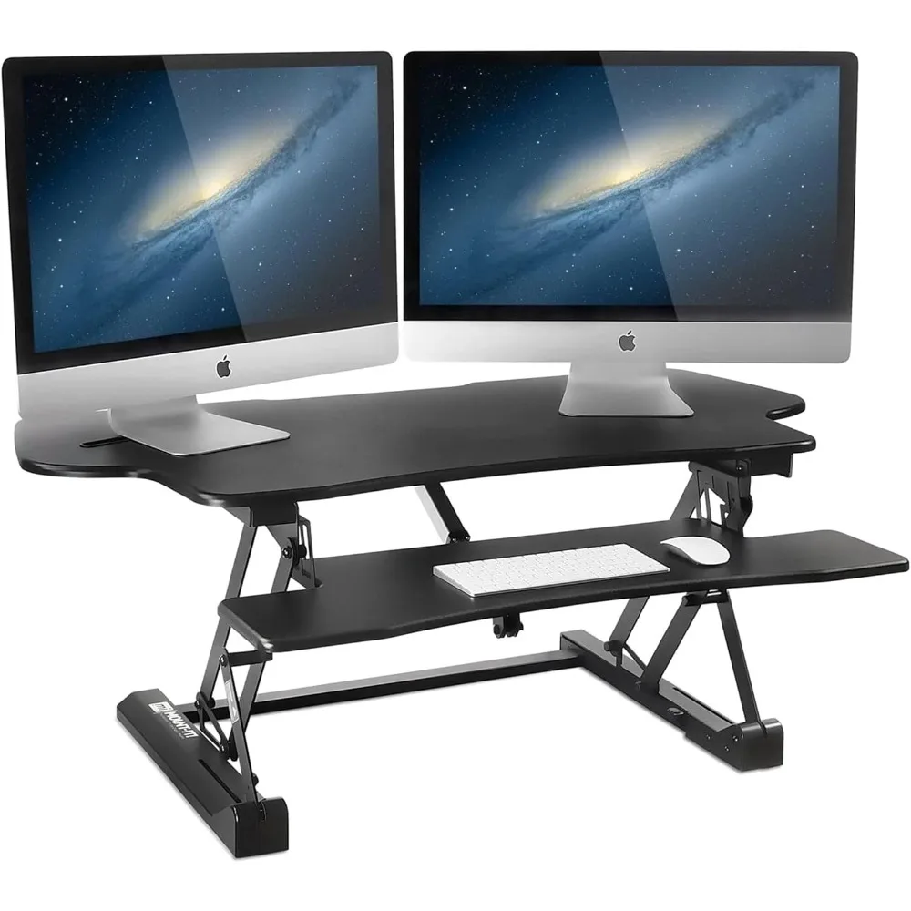 

48" Electric Standing Desk Converter, Motorized Height Adjustable Workstation with Keyboard Tray for Home Office