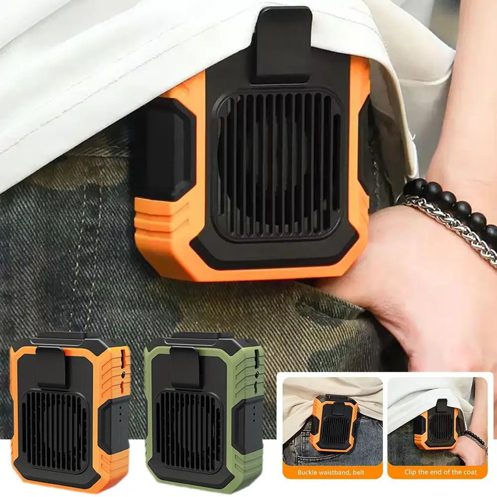 New Outdoor Waist Mounted Fan Polymer Battery Anti Absorption Bank Power Portable With Fan Bladeless USB Drop Shock Hanging Y0M2