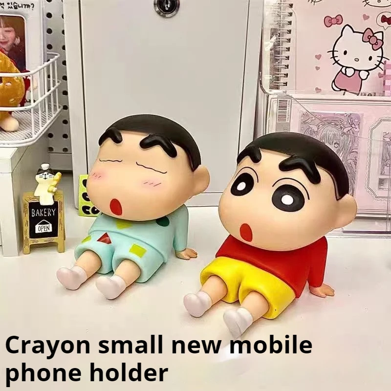 

New Kawaii Crayon Shin-Chan Boochan Phone Holder Desktop Anime Ornaments Watching Tv Cartoon Phone Support Cute Doll Girls Gifts