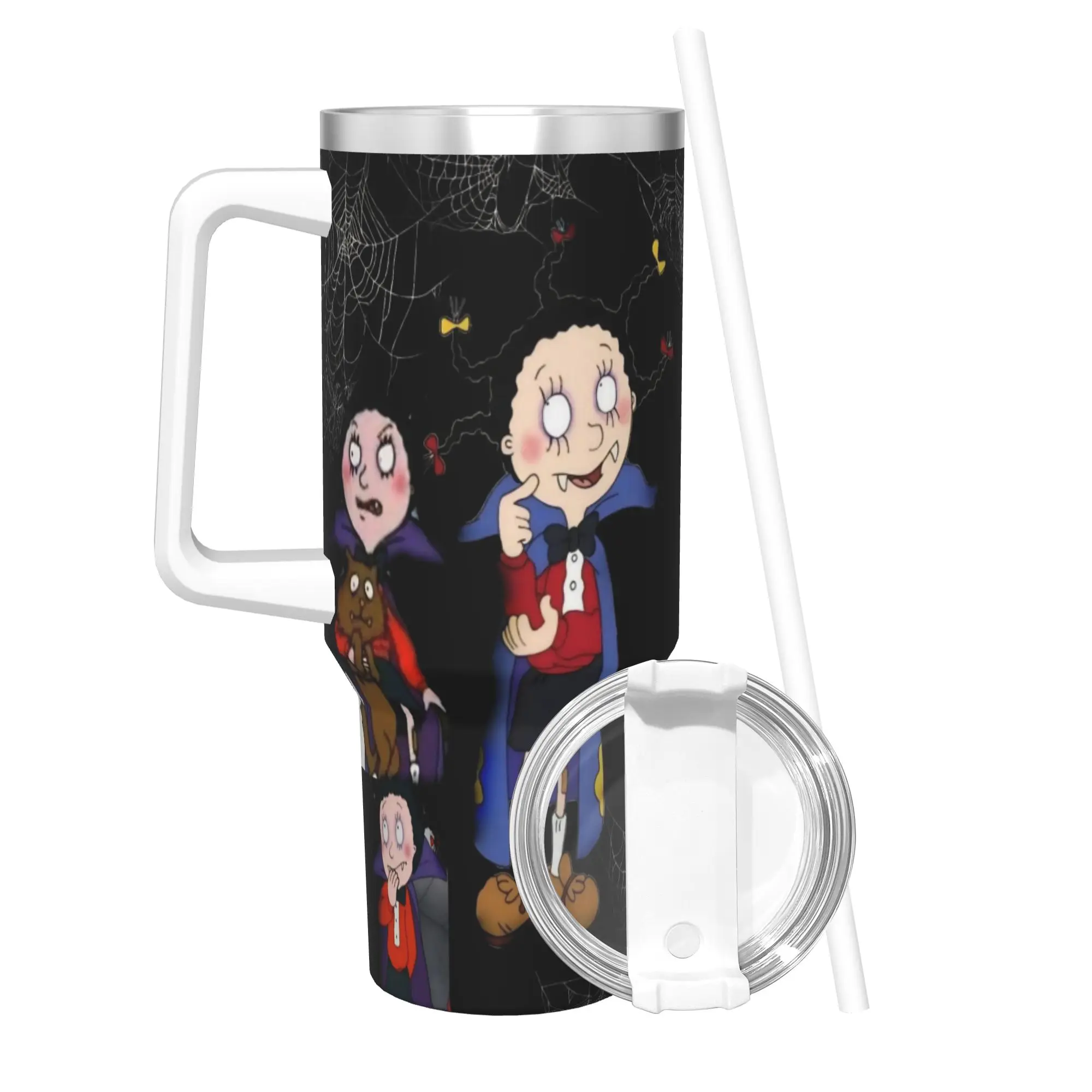 Mona The Vampire Anime Tumbler Vacuum Insulated  Coffee Cups Vacuum Flask Travel Outdoor Mugs Spill Proof 40oz