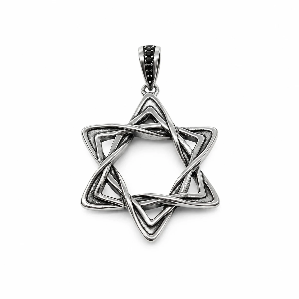 Vintage Stainless Steel Hexagram Star Pendant Necklace Silver Hip Hop Punk Biker Magen David Jewelry Gift for Men Boyfriend