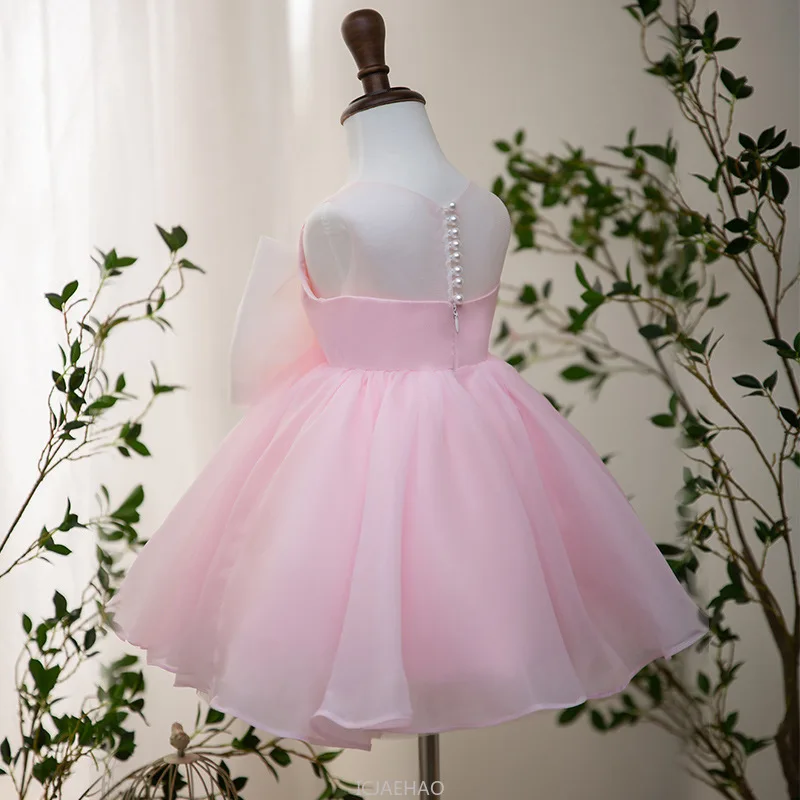 

Wed Dress Clothes Pink Girls First Birthday Dresses Girl Wedding Kids Princess Gown Costume Children Piano Performance Flower