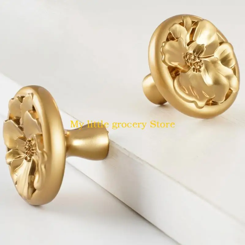 D5BD Cupboard Knob Gold Tone Metal Pull for Drawers, Dressers, Wardrobes, Shoe Cabinets, and Bedside Furniture Areas