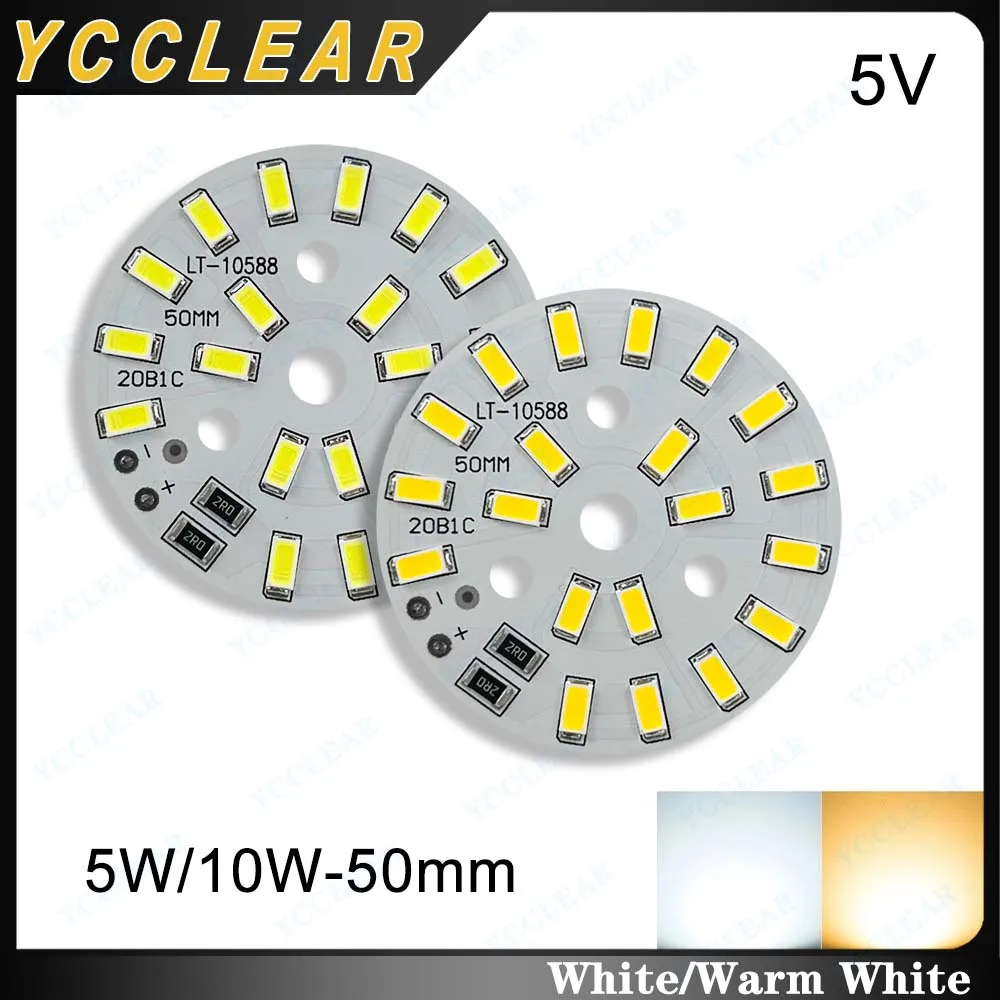 High Quality 5W 10W LED Light Board Warm White 5V No Need Drive Dia 50mm PCB Board SMD 5730 Chips For DIY Downlight Spotlight