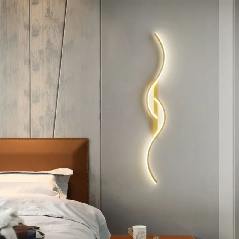 Modern Led Wall Decor Lamp For Living Dining Room Bedroom Bedside Wall Lights Home Decoration interior Black/Golden wall sconces view 5