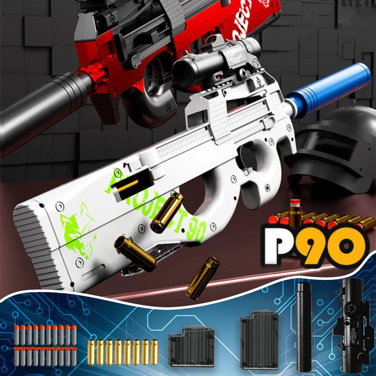 Outdoor Toy Handy P90 Manual Shell Throwing Soft Bullet Gun Indoor Shooting Parent Child Interaction Children's Toy Gun