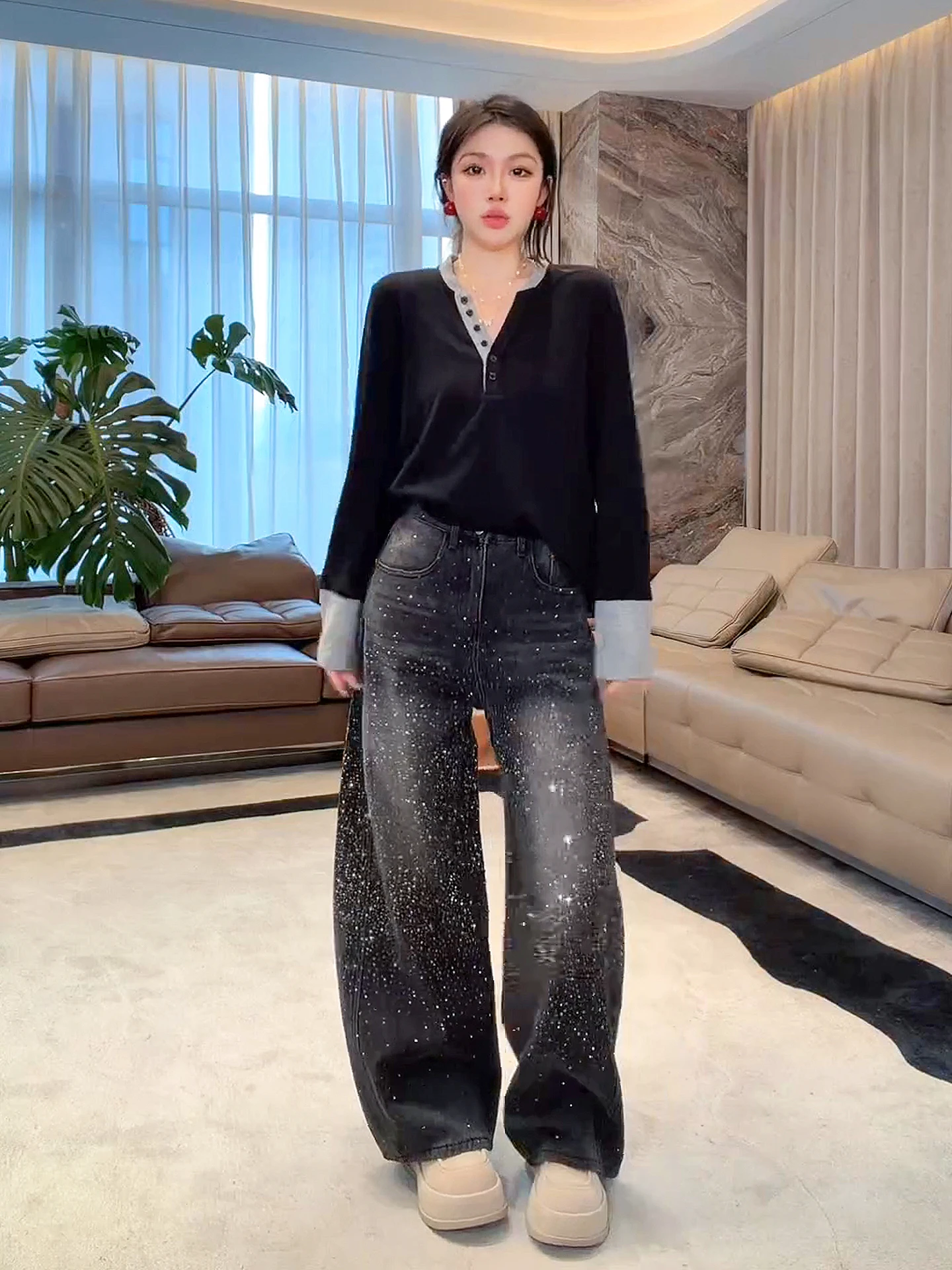 

Soft Wool Blend Long Sve Skin irt Color Blo Base Layer Top Women's Faion Daily Wear Comfortable Knitted Sweater