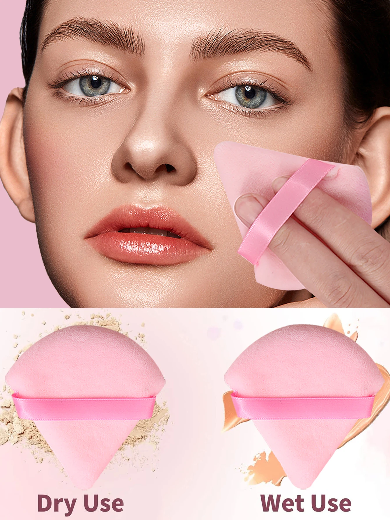 12-teiliger weicher und nicht klebriger Puderschwamm, Eierbeflockung, dreieckiges Puderquasten-Make-up-Schwamm-Set, Make-up-Werkzeuge