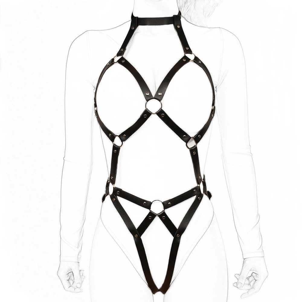 Women Sexy Pu Leather Full Body Harness Belt Waist Corset Sexual Bondage Bdsm Woman Wear Gothic Fetish Clothing Adult Games Toys