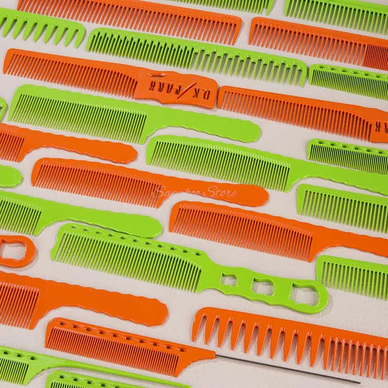 Orange Green Resin Hairdressing Salon Comb PEI Anti-Static Hairstyling Hairbrush Home Hair Styling Handle Brush Styling Tools﻿