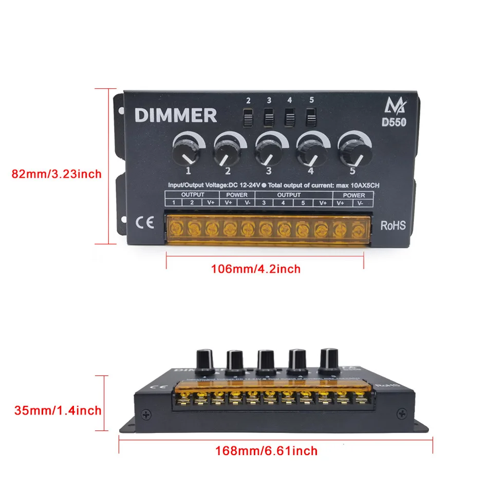 DC5-24V RGBW RGBWW Knob LED Dimmer Controller D550 10A x 5CH D550 Suitable for RGB/ RGBW/ RGBWW/ LED Strips Lamp Module Light