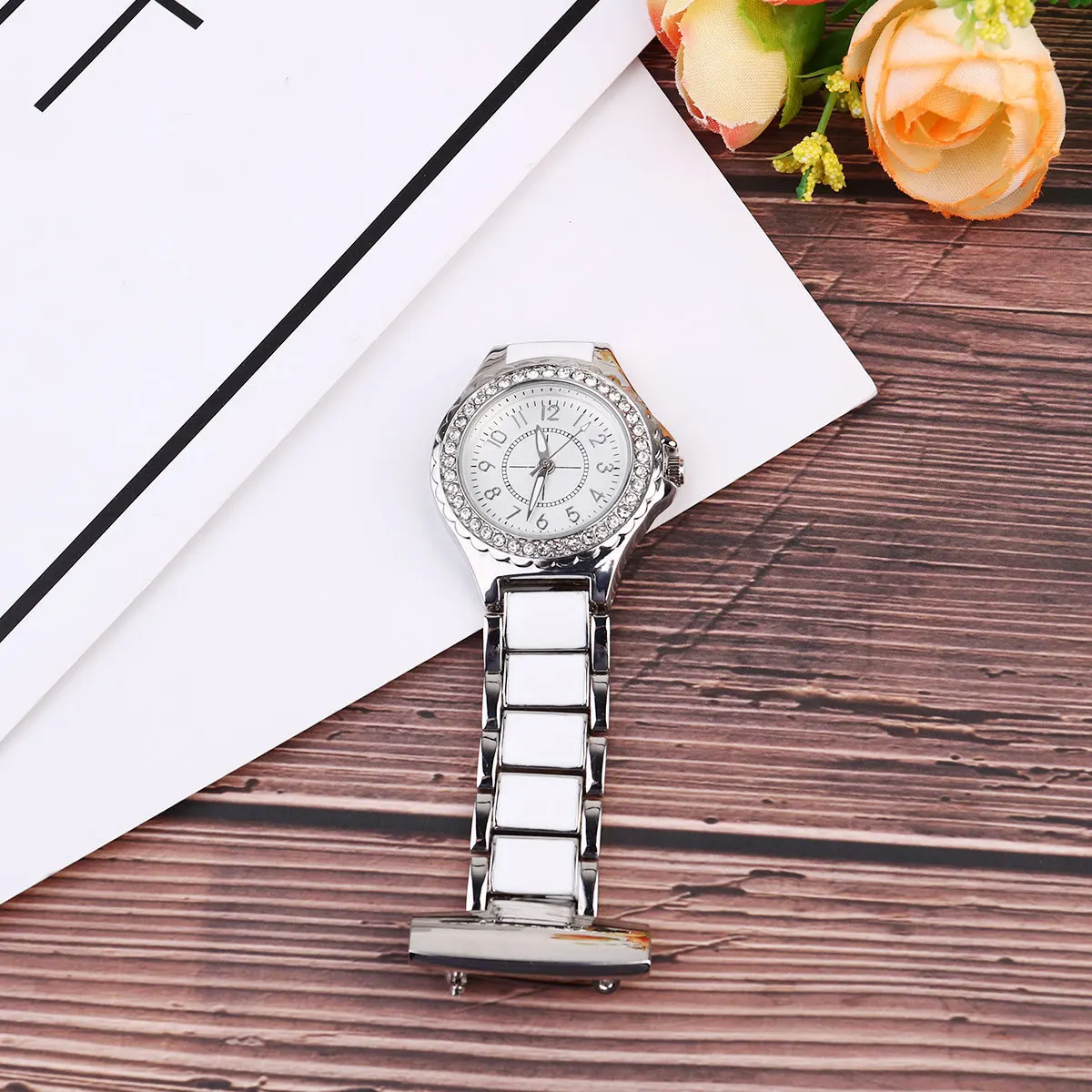 1 قطعة جيب الحديد الفضة ساعة معلقة بسيطة للممرضات الطبية ساعة الجيب الموظفين التلبيب دبوس ساعة #1