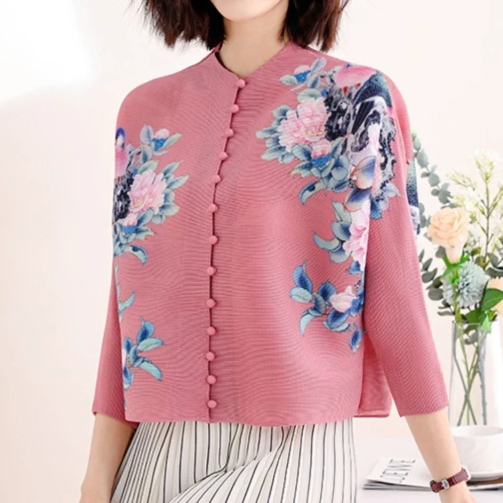 

2025 Autumn New Large Loose Long Sleeve Folded Short Top Coat New Chinese Style Shirt for Women Shirts