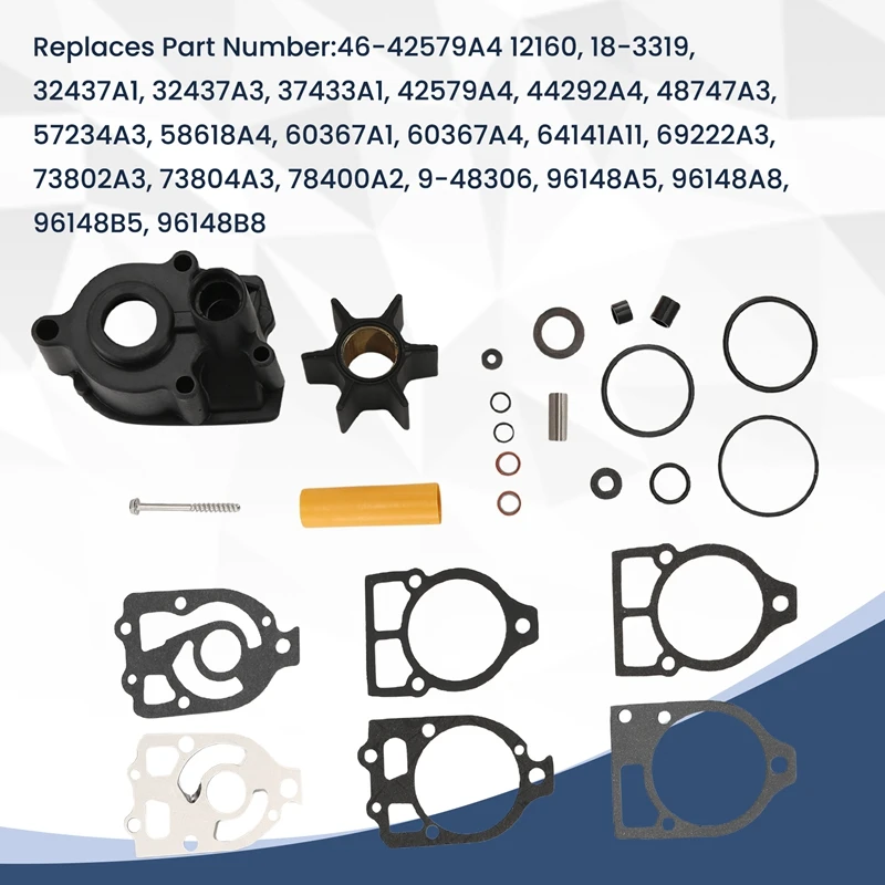 46-96148A8 Water Pump Impeller Repair Kit For Mercury V6 150-225 HP Outboard Motor 46-42579A4 46-96148A5