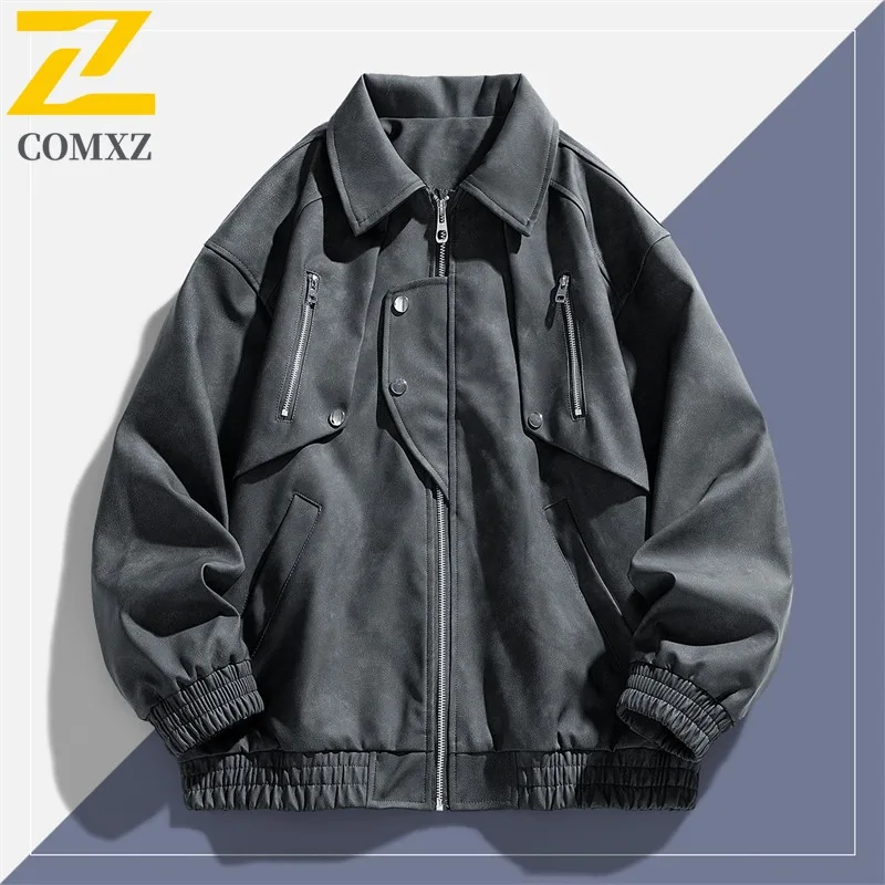 

COMXZ брендовая мужская куртка, повседневная куртка с отложным воротником, износостойкое пальто для рыбалки нахлыстом, дизайн премиум-класса на молнии, легкая одежда